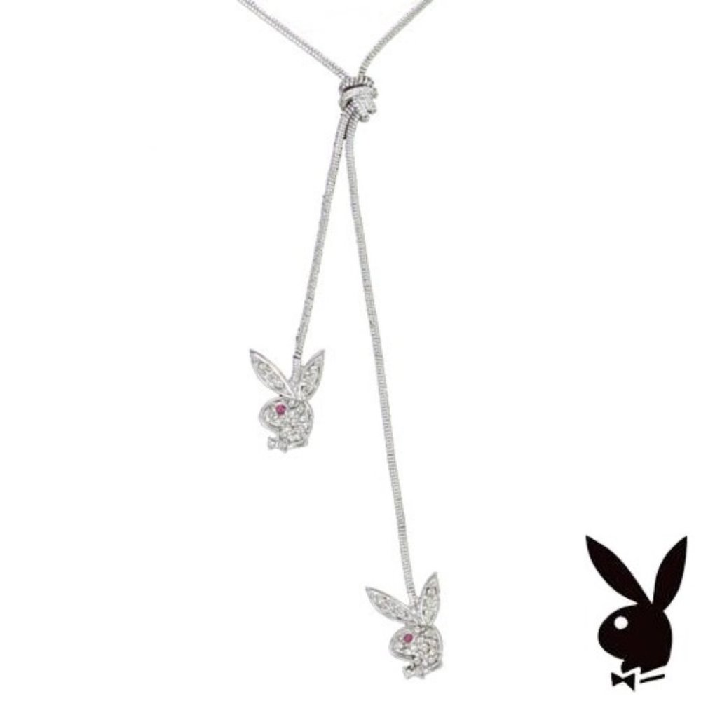 Playboy Y Necklace Bunny Charms Swarovski Crystals - Picture 9 of 10